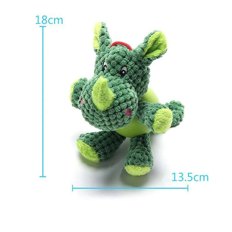 Cute monkey plush squeaky dog toy with soft fabric and four legs on white background