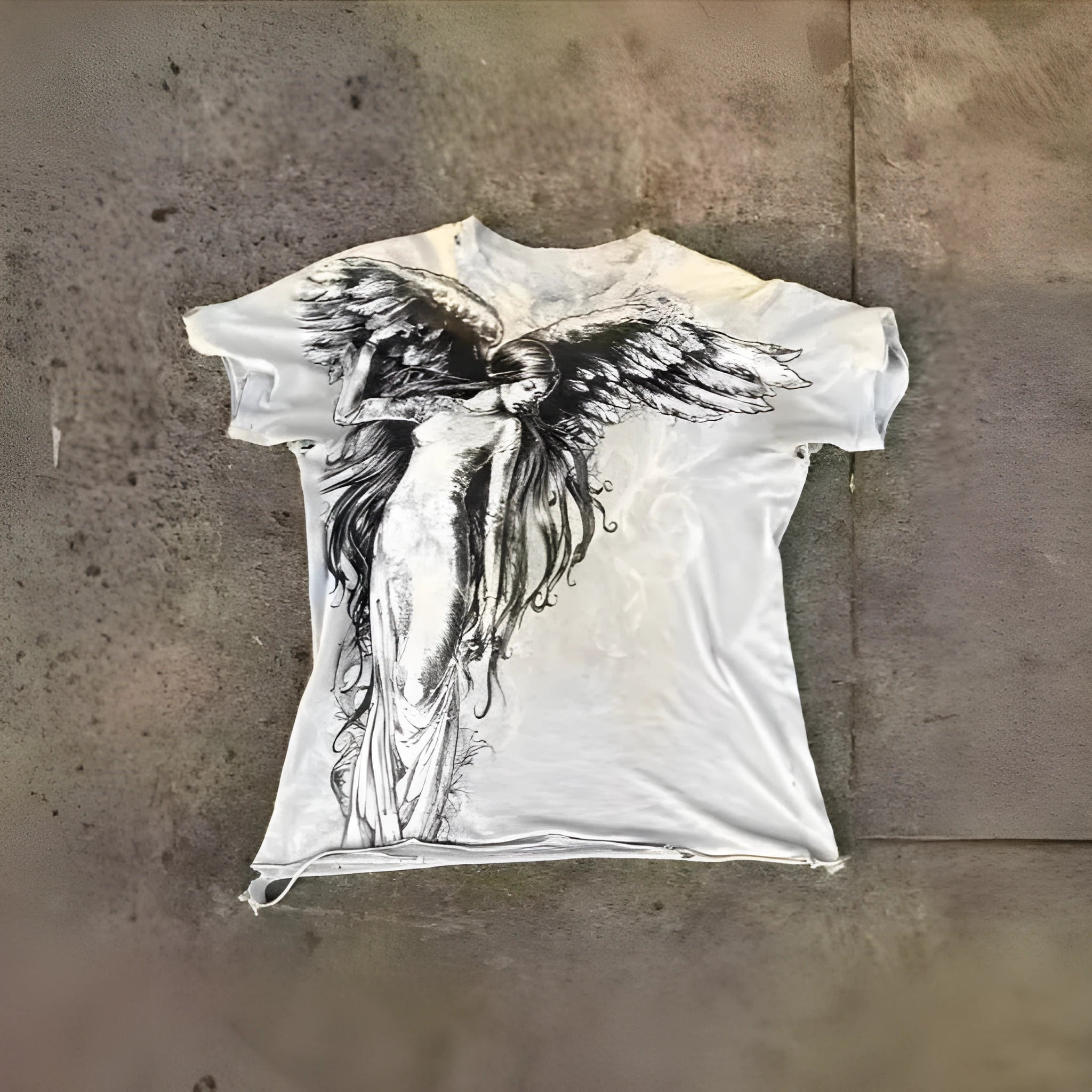 Gothic cartoon print on a men's short sleeve polyester t-shirt in colour HQ929