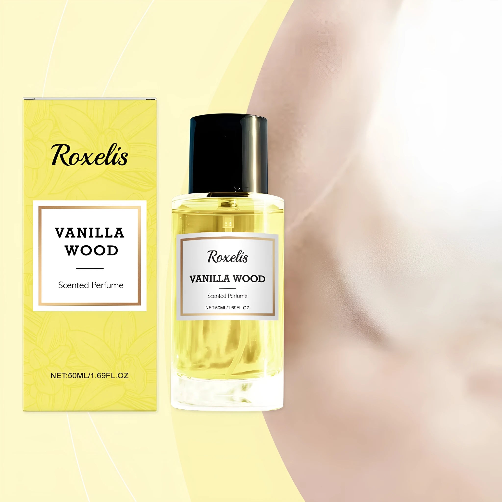 50ml perfume bottle with vanilla and musk fragrance for women and men