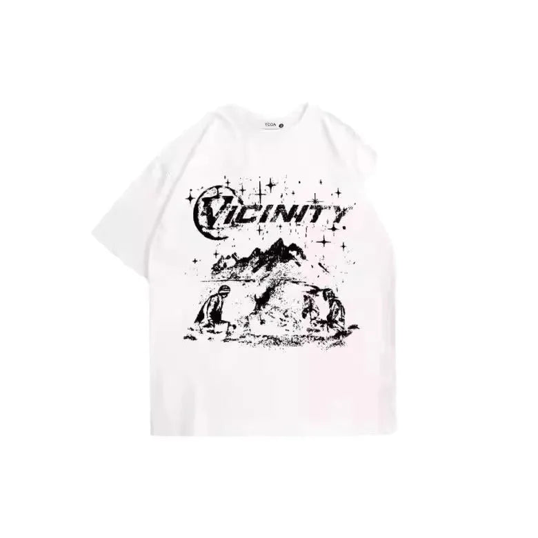 Men's retro hip hop print T-shirt in polyester fibre, colour TKL472, front view