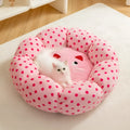 Pink dot cat nest cushion bed with fabric cover, 45cm or 65cm size for cats