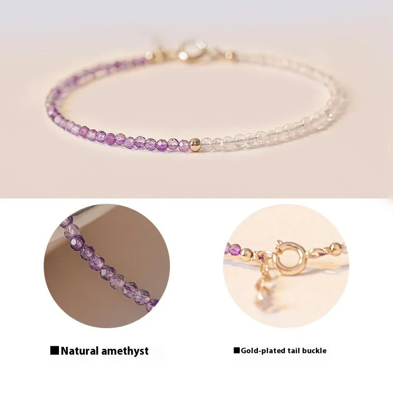 Women's purple rattan crystal bracelet with geometric cut in 2mm thickness