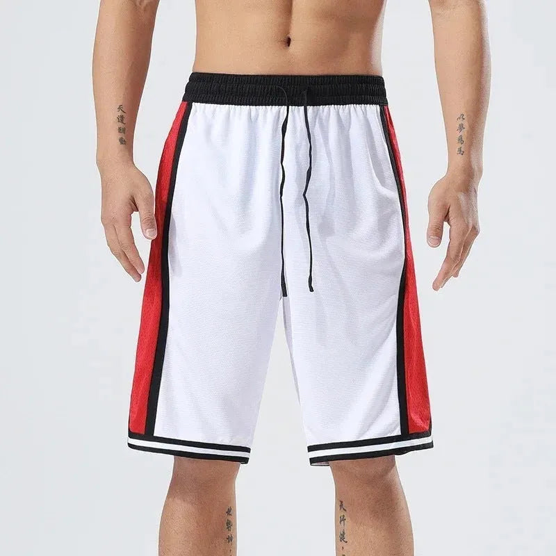 Men's summer sports training shorts in straight-leg polyester, sizes XS to 5XL, available in multiple colours