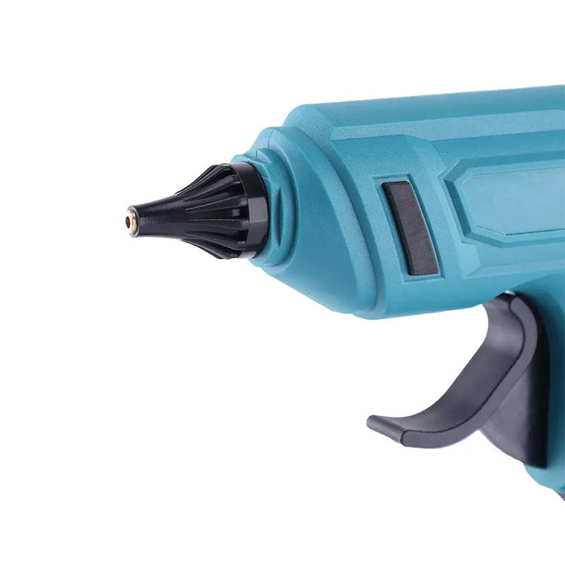 Bare metal rechargeable lithium hot melt glue gun with two batteries and 11mm glue sticks