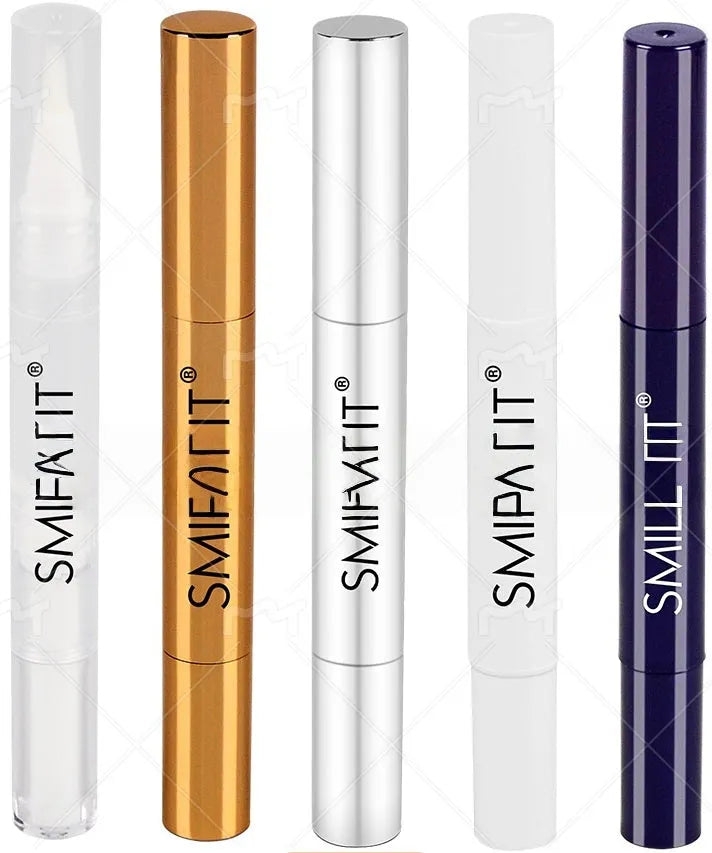 Teeth whitening pen with aluminium case in multiple colours, 1-4ml gel applicator for adults