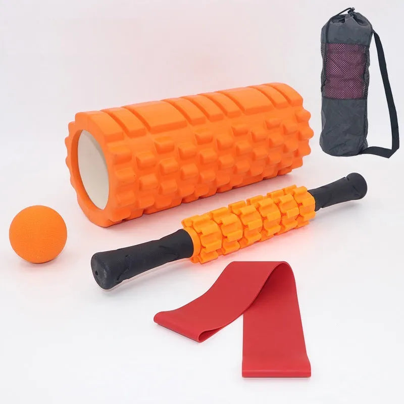 33cm black fitness foam roller with six-piece construction for muscle massage