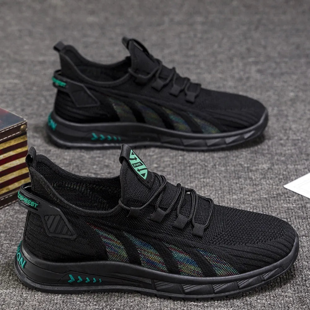 Summer mesh surface lightweight fat foot student leisure sneaker in breathable low top design with striped pattern