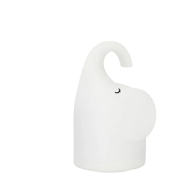 Elephant silicone night light with warm white LED glow for bedroom use