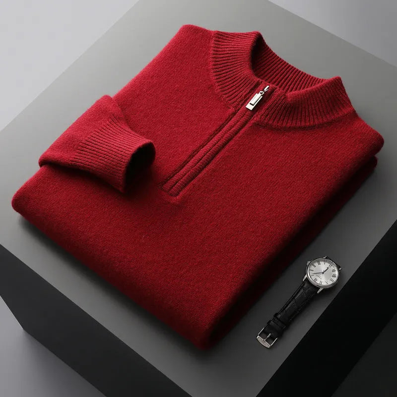 Men's business casual pullover top in camel colour – thickened construction, pullover style, S to XXXL sizes