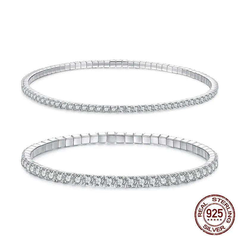 S925 sterling silver full diamond bracelet, electroplated, chain thickness 2mm or 3mm, length 16CM or 18CM, women's geometric design
