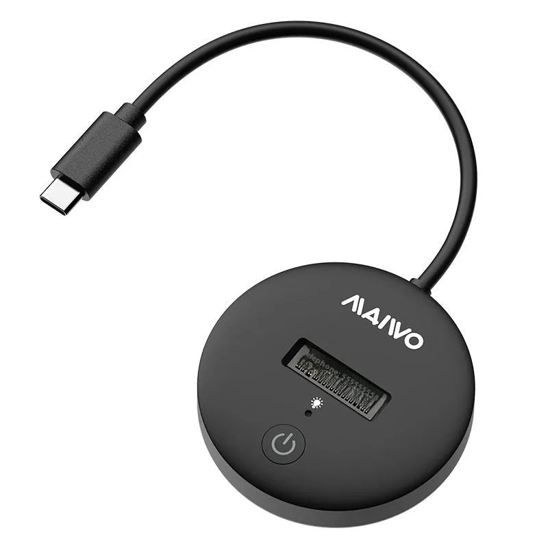 Black external hard disk enclosure with Type-C port for NVME solid state drives