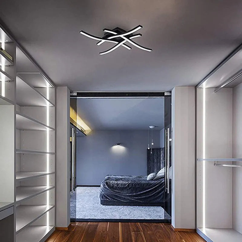 Modern minimalist LED ceiling light with aluminium shade and tricolor light option for living room or bedroom