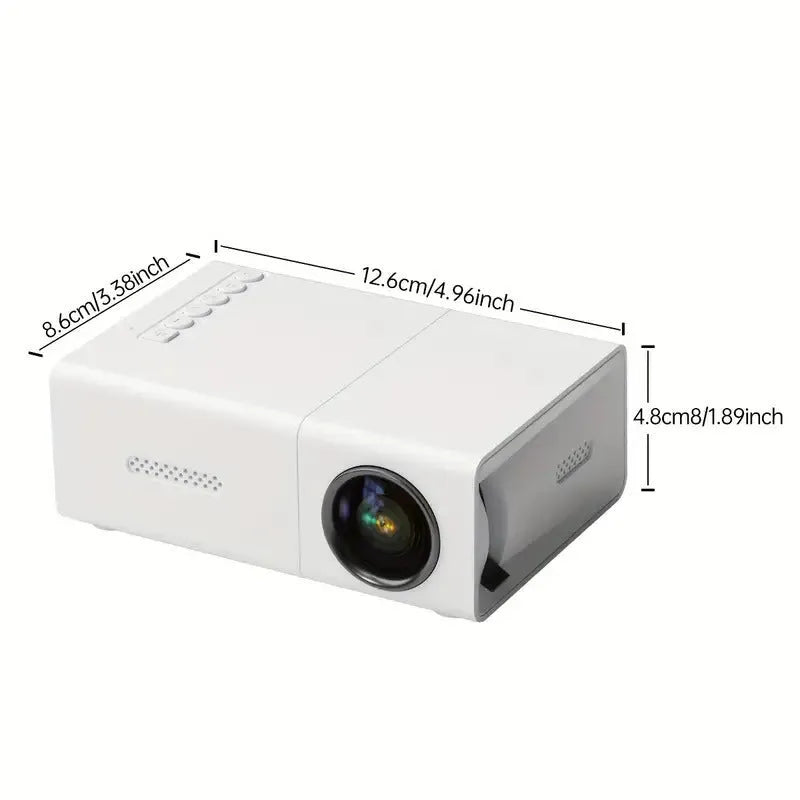 M100 mini home projector in white or black colour with remote control and cables