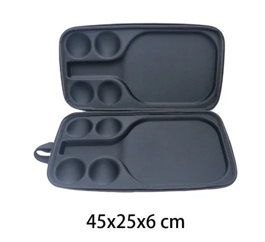 Black EVA pickleball shoulder storage bag showing double straps, sized for one paddle and four balls.