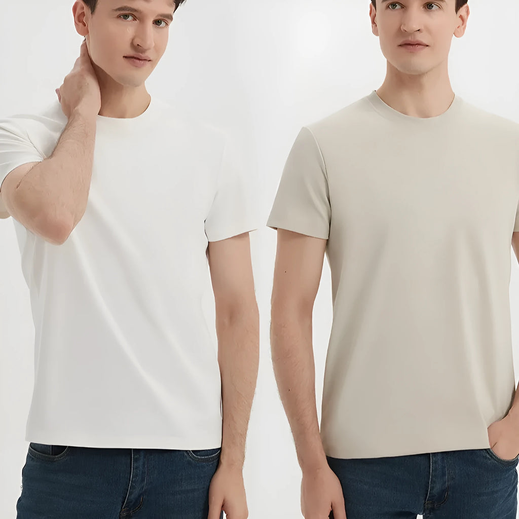 Men's antibacterial quick-drying short sleeve t-shirt in solid colour with straight cut pullover design