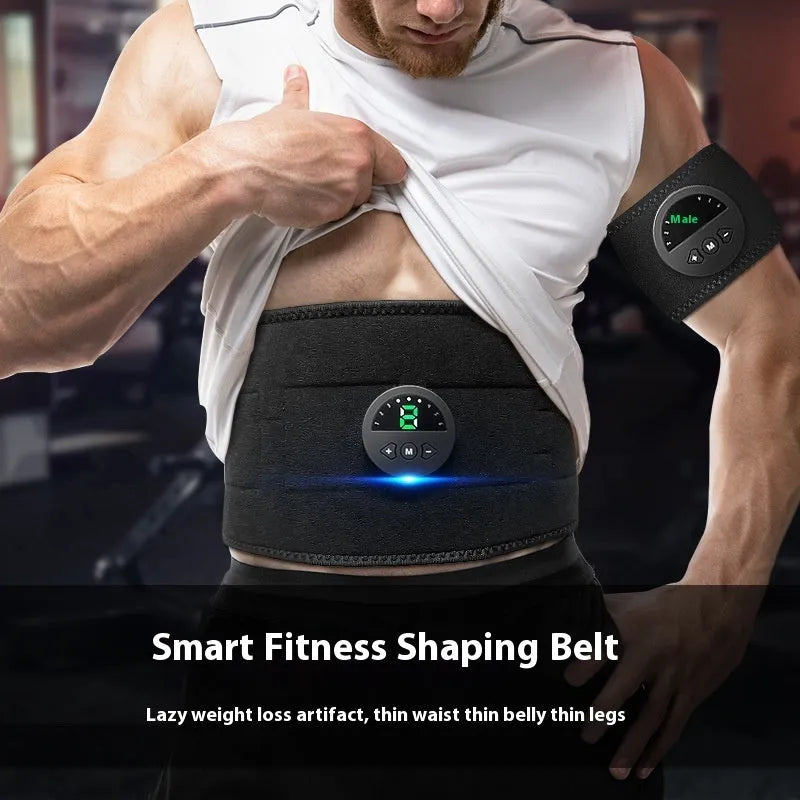 Electronic abdominal fitness belt with display screen and 120cm belt for waist shaping workouts