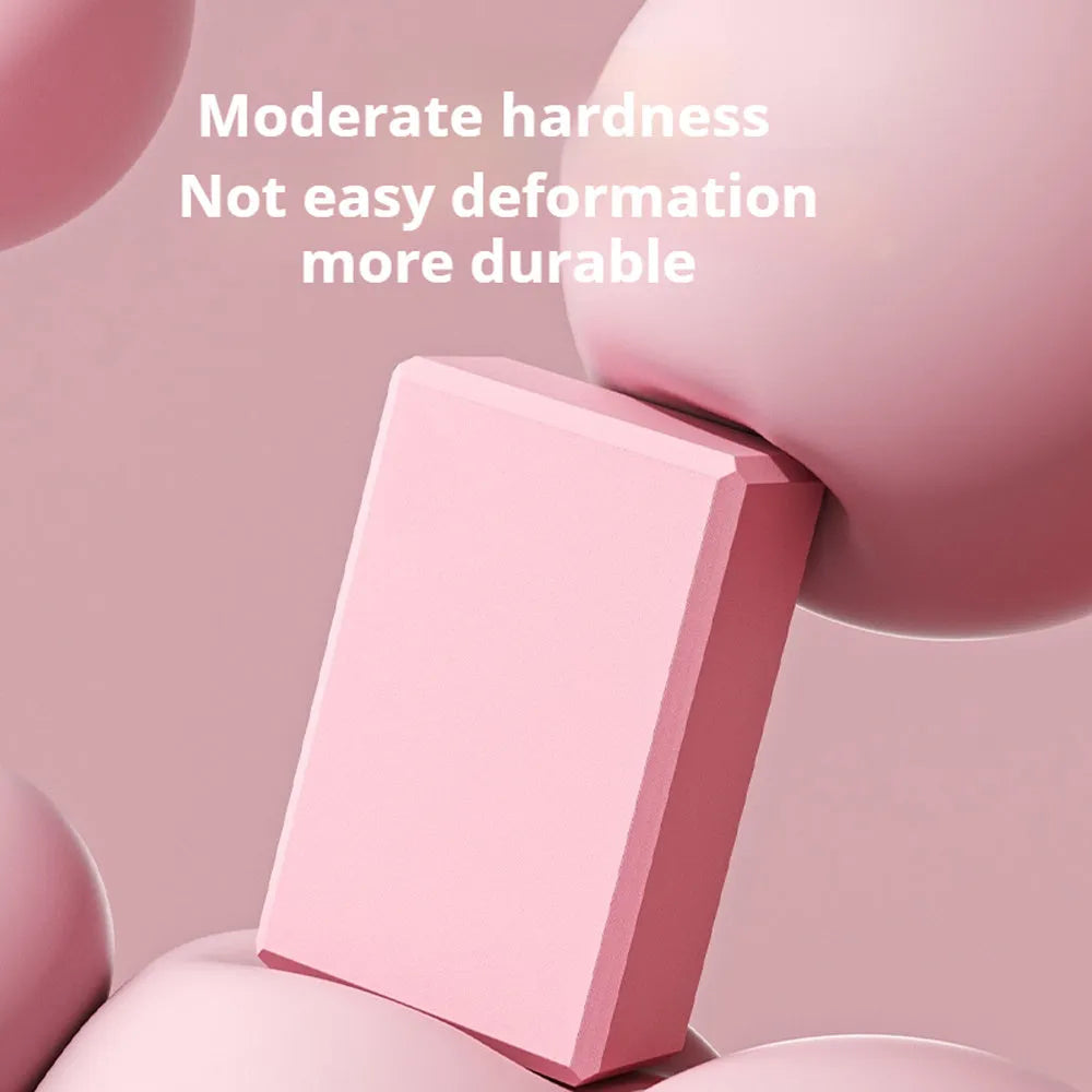 High density EVA foam yoga block with hexagonal facets and ridges in solid colour for pilates