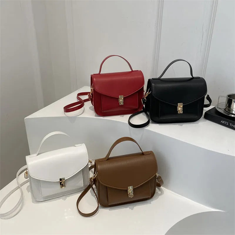 PU leather messenger bag with sandwich pockets and crossbody strap in urban simplicity style