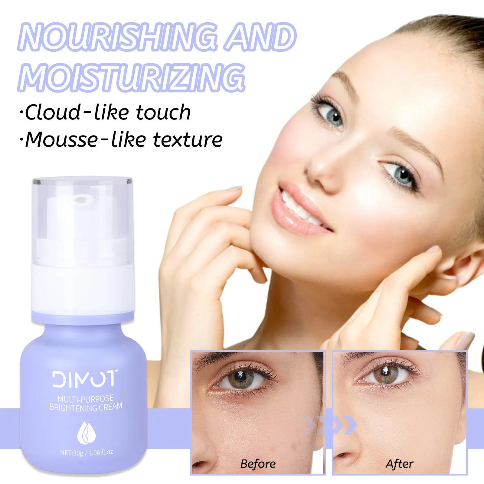 30ml moisturising cream and make-up primer tube with gentle care formula for all skin types