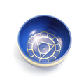 Handmade Himalayan singing bowl in blue colour measuring 8cm diameter for meditation percussion