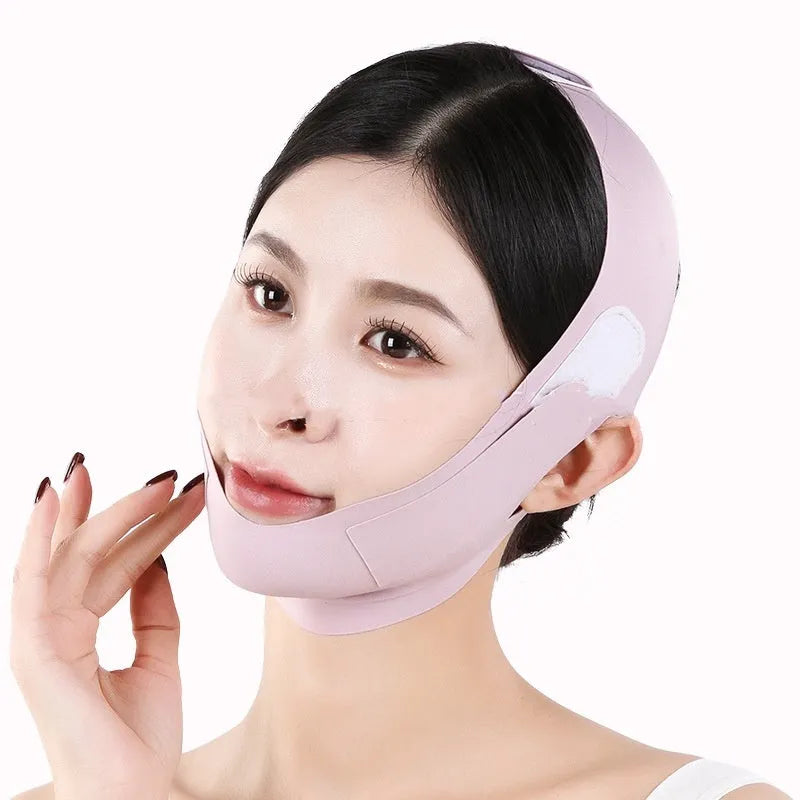 Graphene face shaping mask with lifting and tightening bandage in breathable fabric