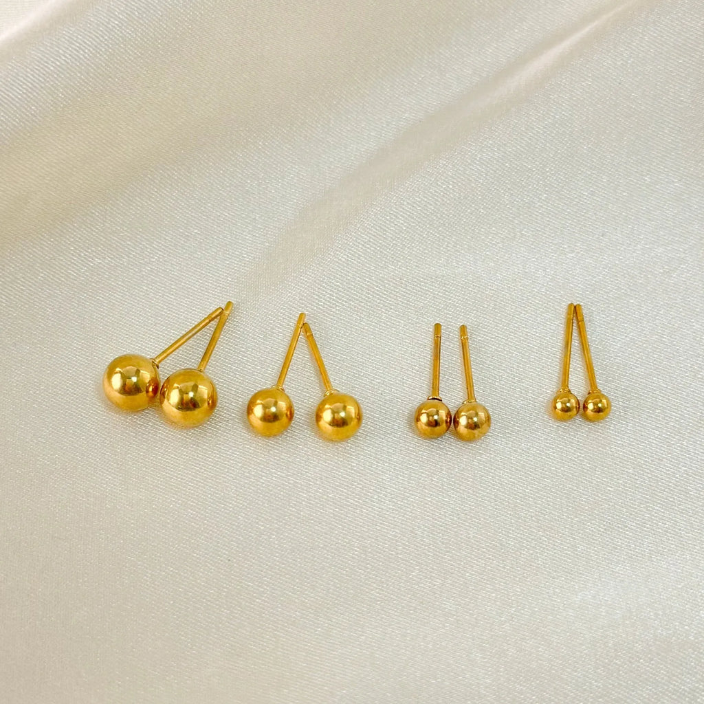 Stainless steel ball stud earrings geometric minimalist design multiple sizes