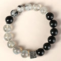 Chinese style couple crystal bracelet with 10mm geometry shape in khaki colour variations
