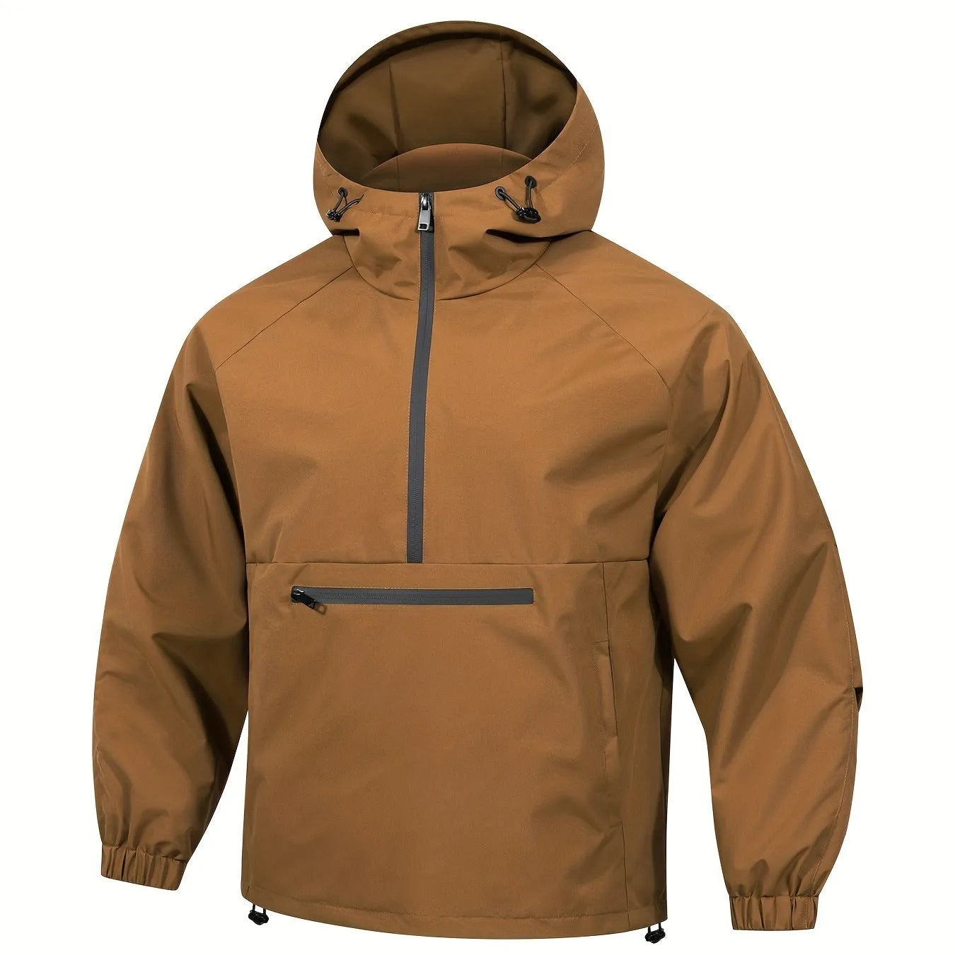 Men's Korean-style loose half-zip hooded corduroy sweater jacket in solid colour