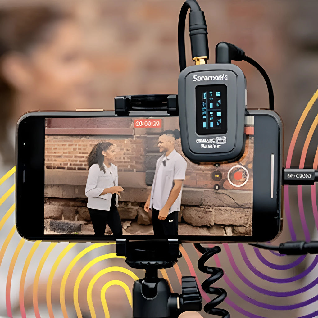 Little Bee wireless microphone lapel clip with OLED display and built-in omnidirectional mic
