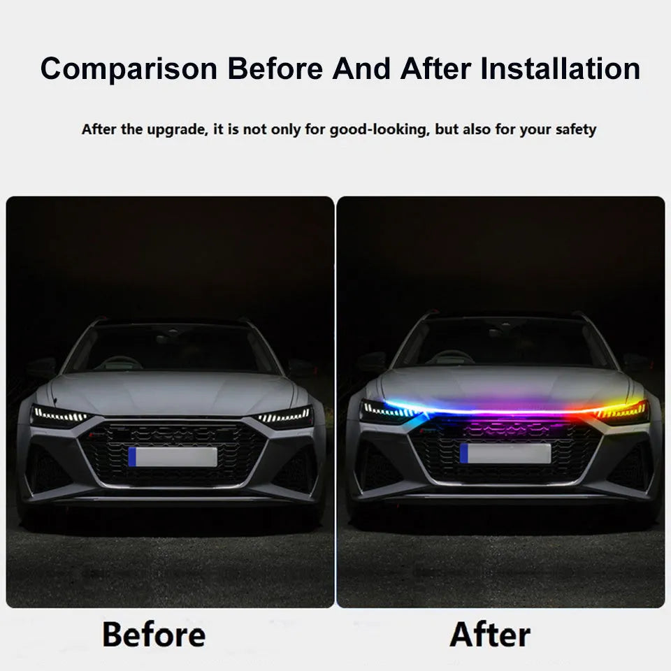 Flexible PVC LED light strip for 12V General Motors car grille installation in various lengths and colours.