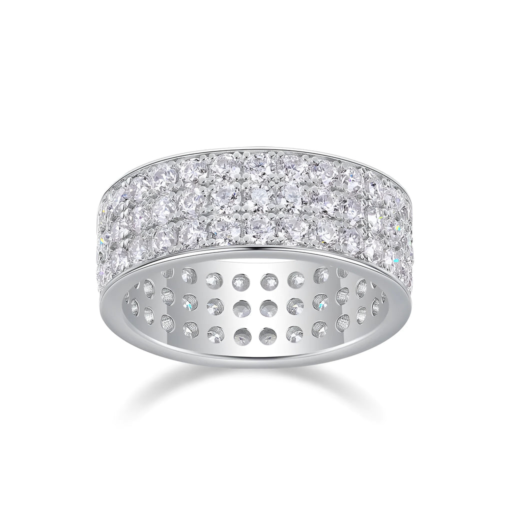 Star Dream moissanite wedding ring set in S925 silver with platinum plating, under 0.1 carat stone, gift box