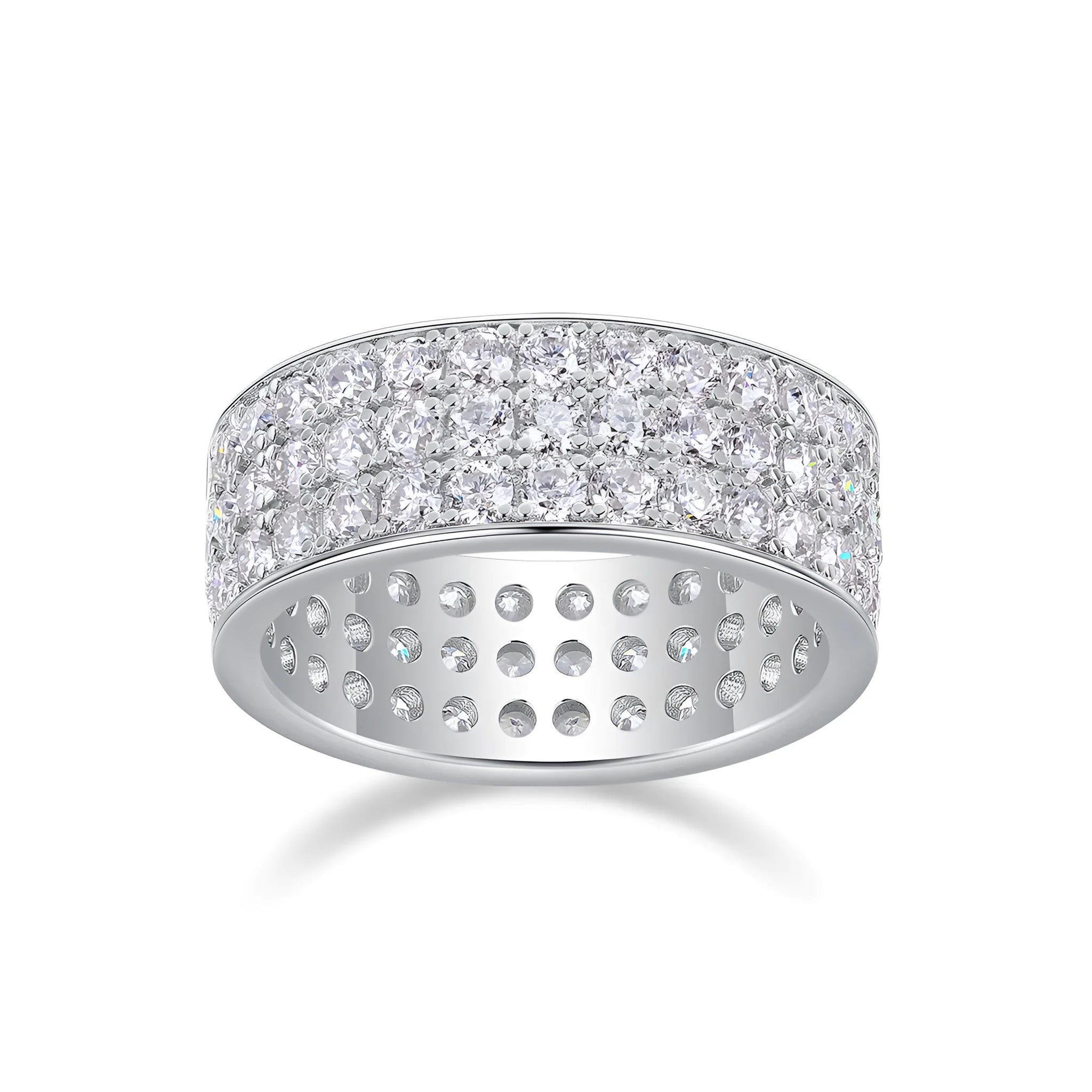 Star Dream moissanite wedding ring set in S925 silver with platinum plating, under 0.1 carat stone, gift box