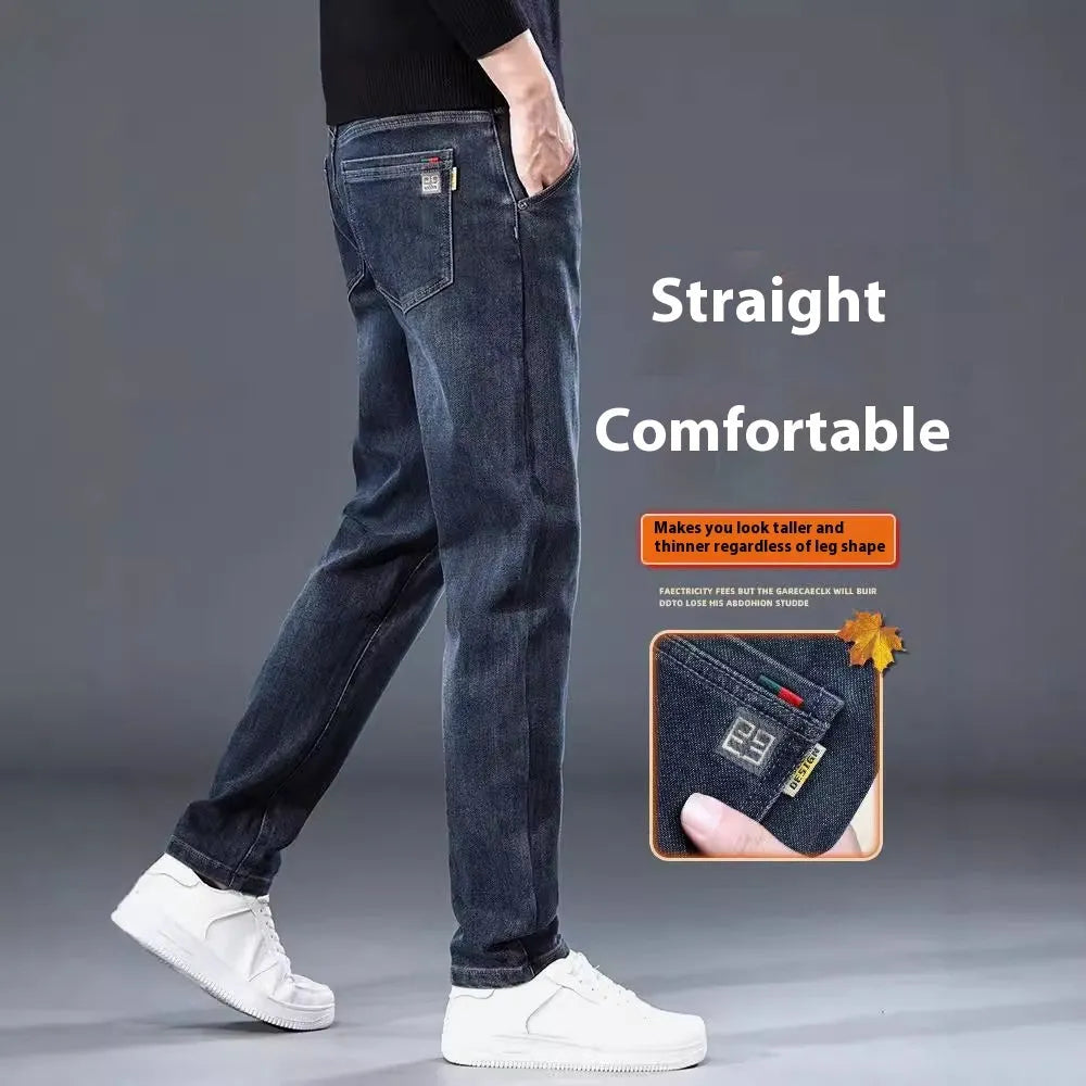 Blue grey slim straight casual trousers with mid waist and zip fly for teenagers' summer street fashion
