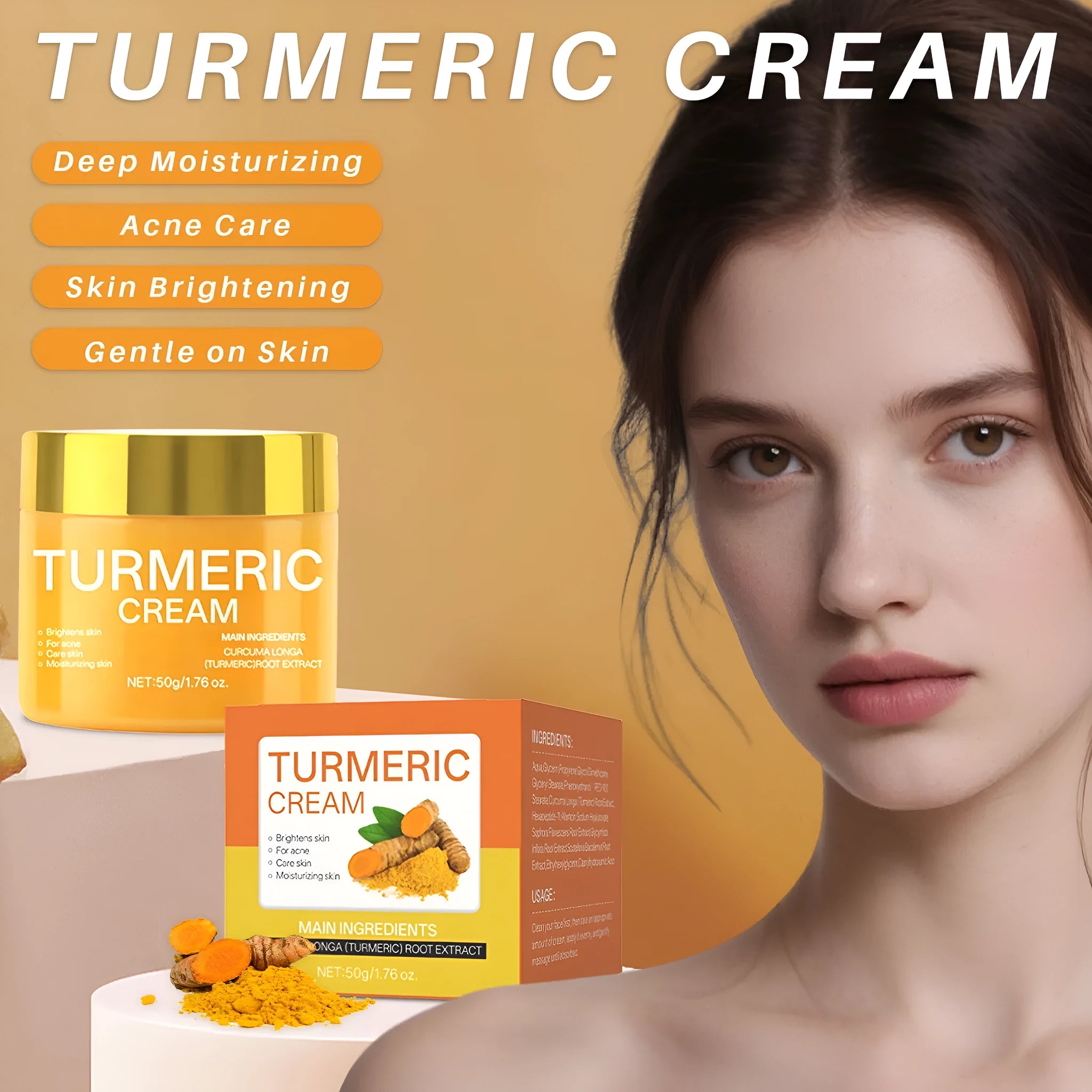 Brightening skin colour hydrating nourishing moisturising cream in 50g compact jar, 53mm wide