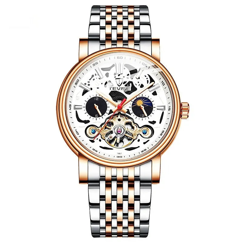 Men's tourbillon mechanical watch with luminous hands and waterproof case
