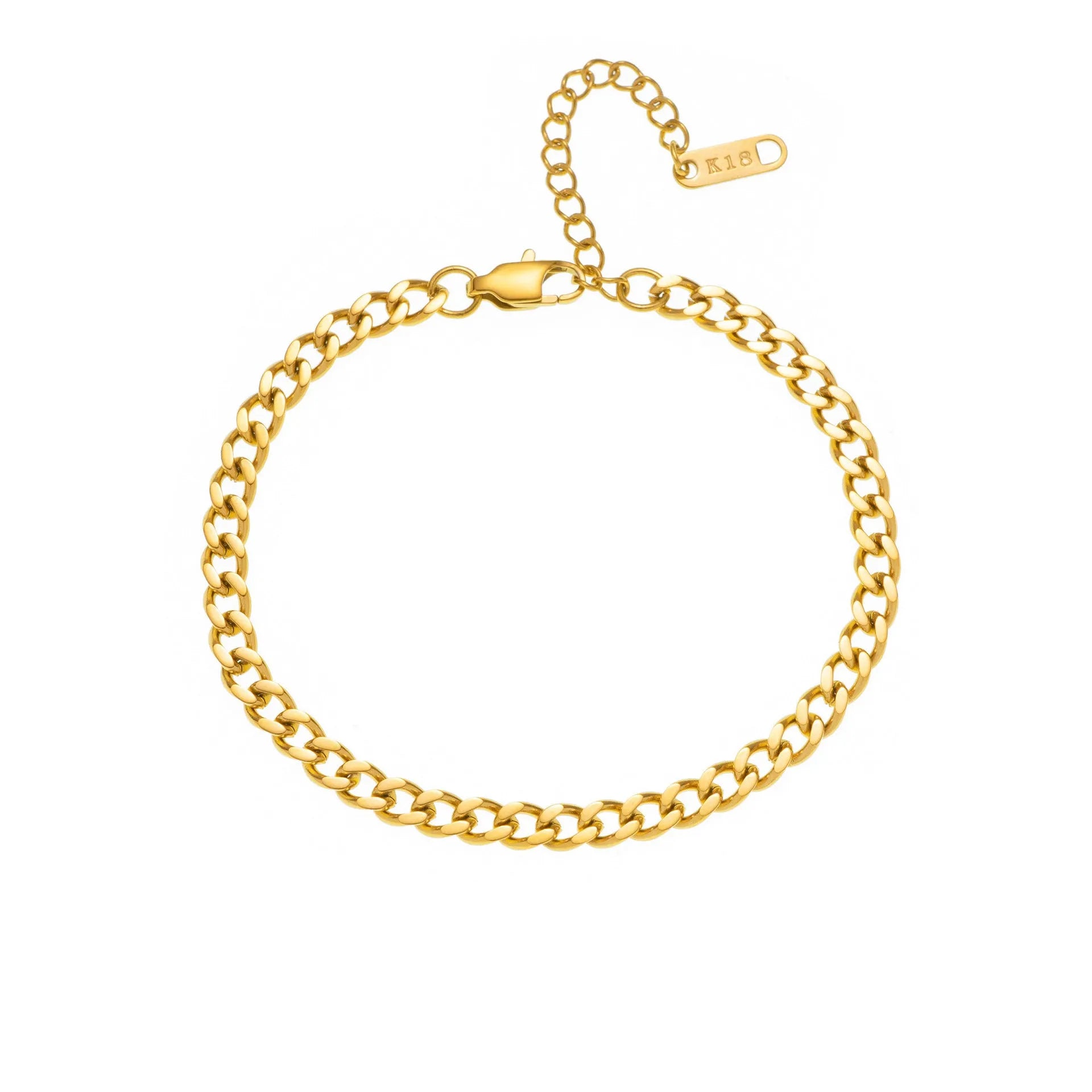 Gold electroplated titanium steel necklace with letter A pendant on 40.5cm chain