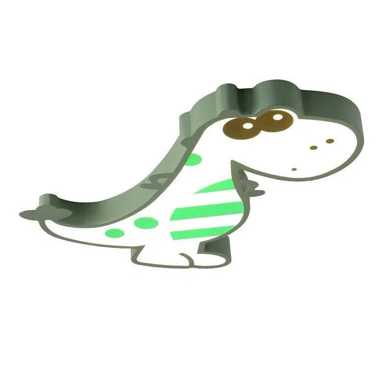 Cartoon dinosaur design ceiling light with a white PVC shade and aluminium fixture, 48 cm in diameter.