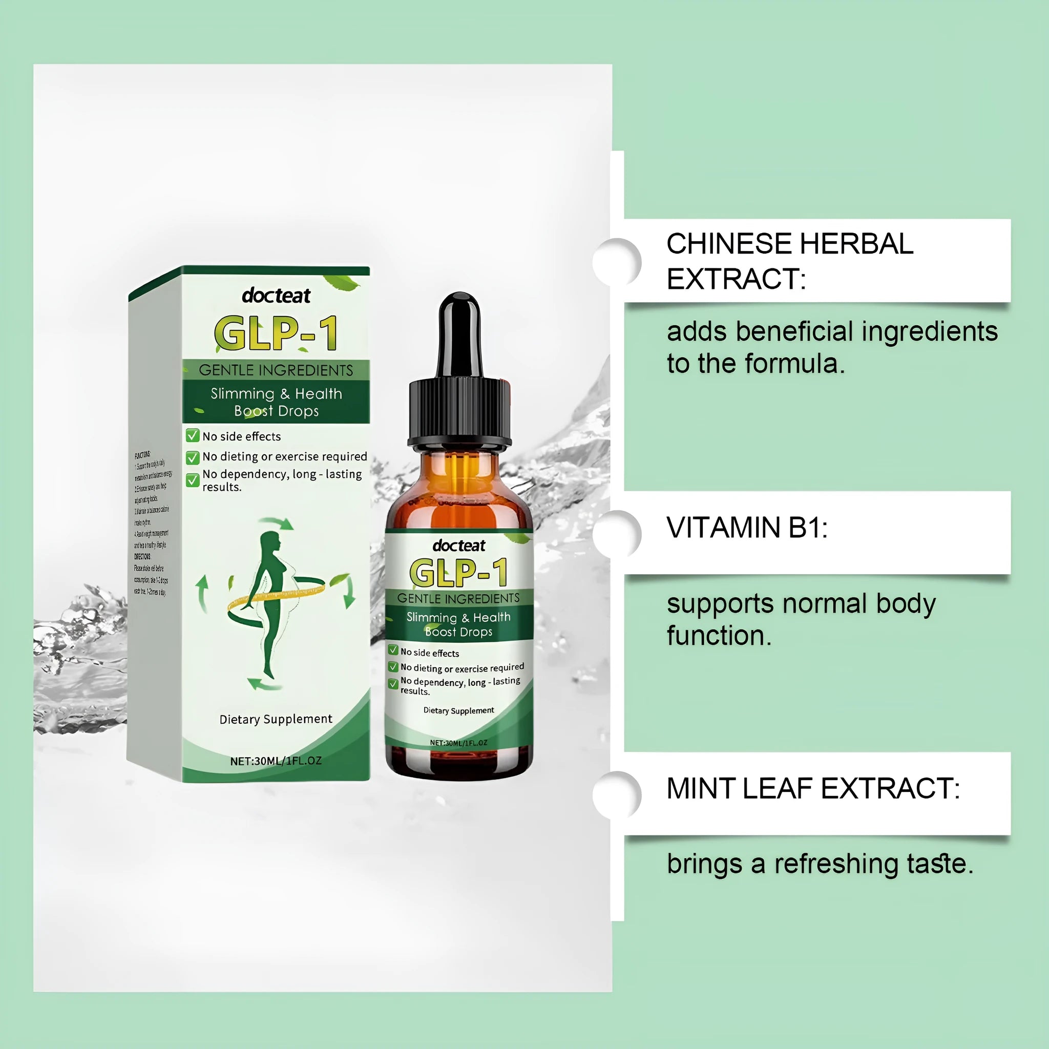 Management Drops Multiple Plant Extraction liquid supplement in 30ml bottle with dropper, multiple plant extracts included