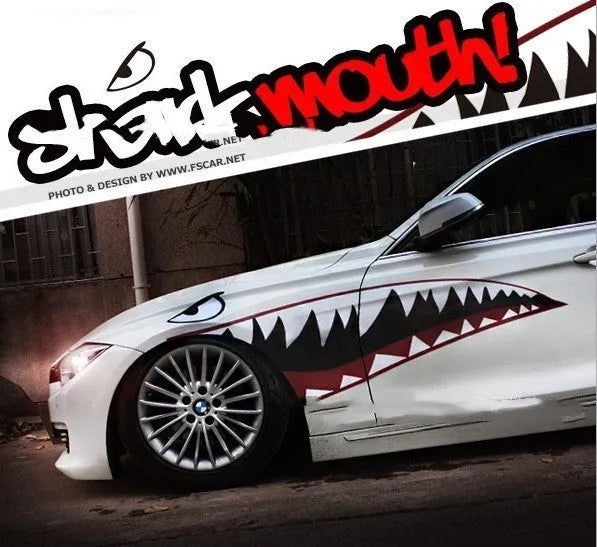 Shark design PVC body stickers for vehicle decoration in two size options