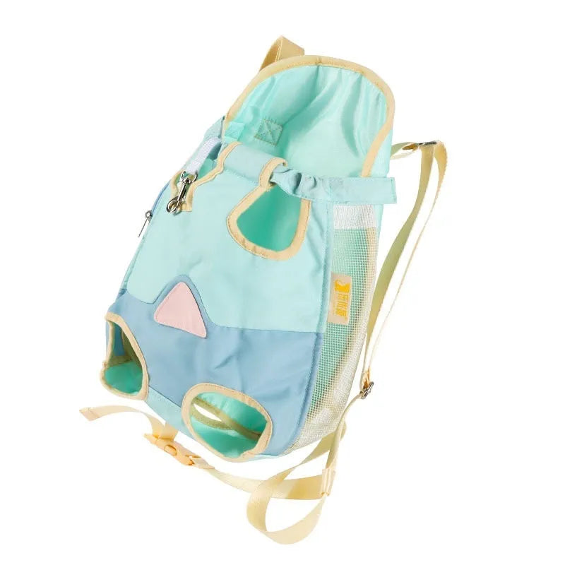 Portable non-woven polyester canvas pet backpack for cats in purple mist grape colour