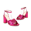High heel plus size peep toe ankle buckle sandals in gold with PU upper and rubber sole