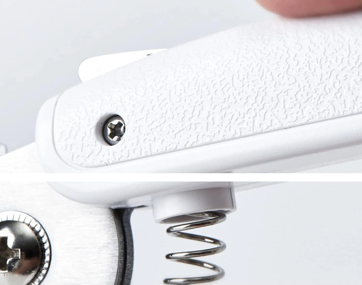 White pet nail clippers with LED light, triangular blade, and transparent anti-splash guard