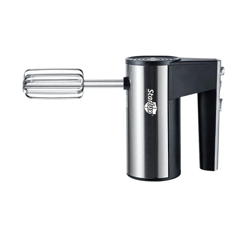Handheld electric mixer with 500W power and five speed settings for baking preparation