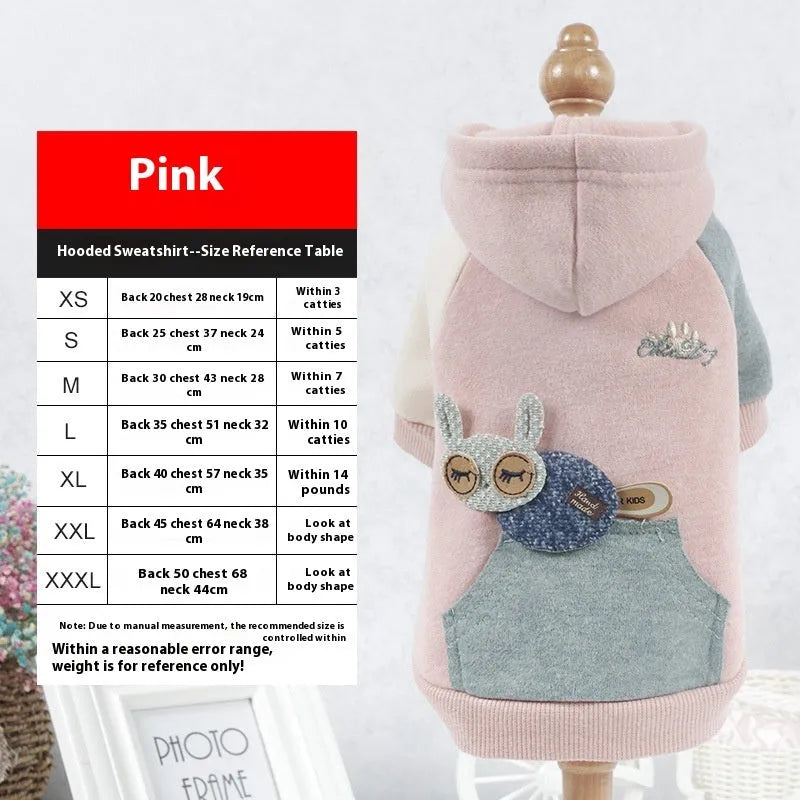 Cotton pet sweatshirt for dogs and cats available in brown, green, and pink colours