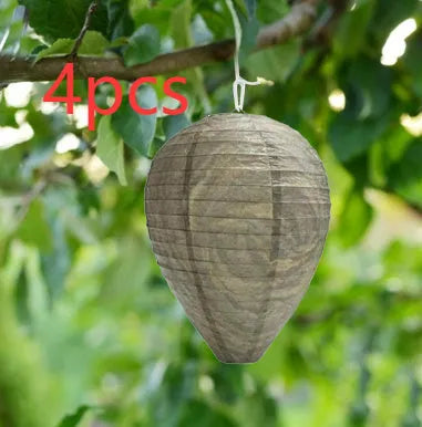Hexagonal paper beehive lantern with wire frame, shown in photo colour.