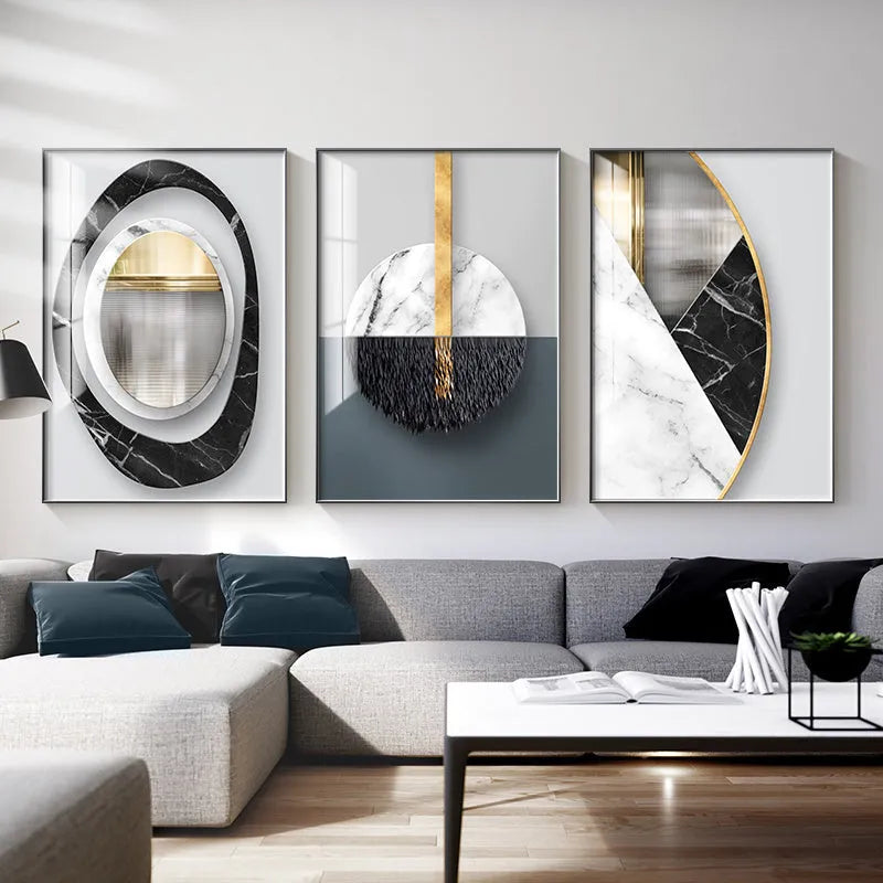 Abstract geometric canvas painting print wall poster in fashion simplicity style, multiple size options available