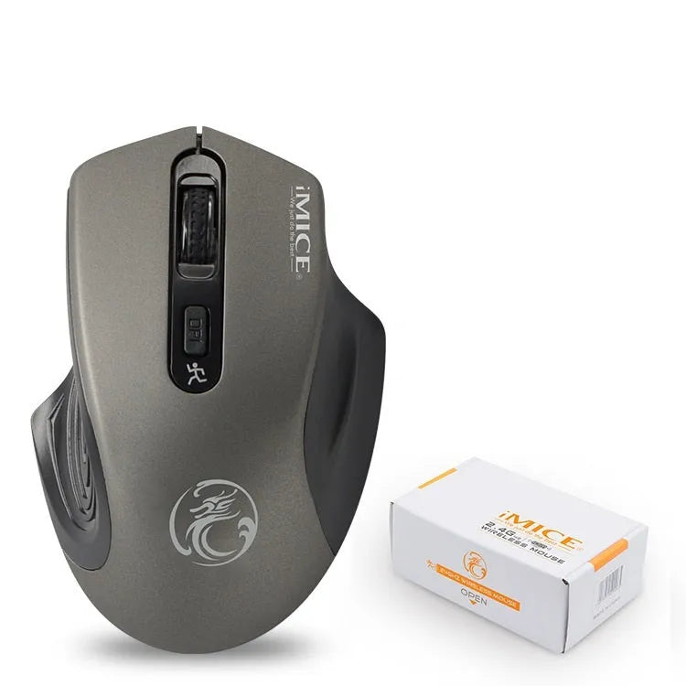 2.4G wireless mouse with ergonomic shape and USB receiver, available in four colours
