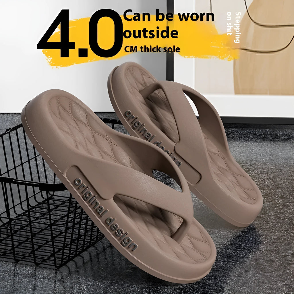 Men's lightweight EVA beach flip flops in various colours on a solid background