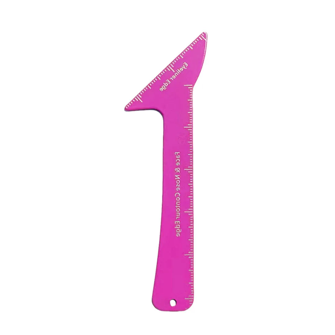 Pink reusable 3-in-1 eyeliner stencil set with four shapes for hooded eyes, wings, eyebrows, and face contouring.