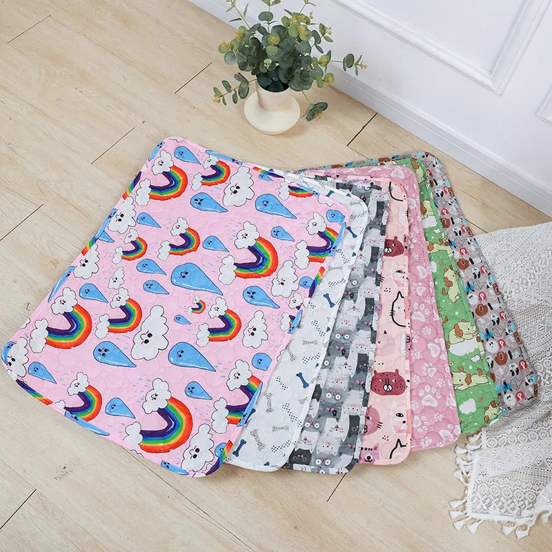 Reusable waterproof pet urine pad with anti-slip backing in various colours and sizes